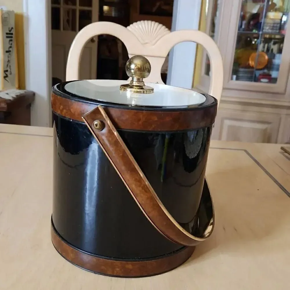 Vintage Morgan black and brown ice bucket